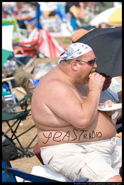 fat guy eating cheeseburger. fat yeastradio andymelton.net